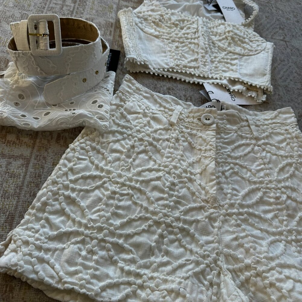 CHARO RUIZ IBIZA Ramie-blend Cloque Shorts Sz Small - Picture 9 of 10